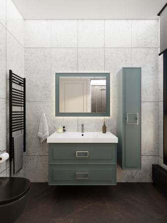 Тумба с раковиной La Fenice Cubo TWIN NFNC-01-CUB-G-100-2-3-100 100х50 подвесная цвет серый