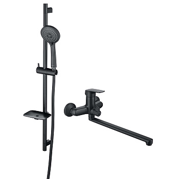 Комплект смесителей Aquatek ВЕГА AQ1033MB настенный черный матовый