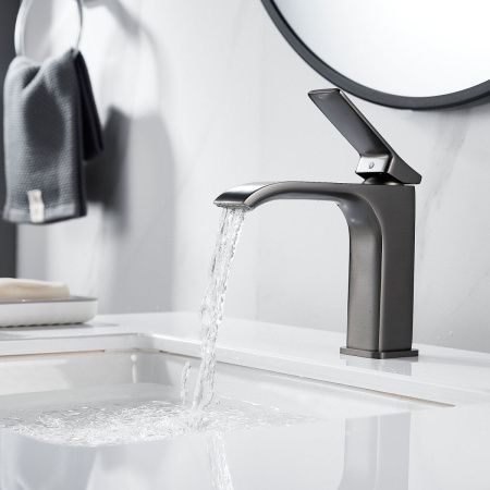 Смеситель Shevanik S4001T на раковину оружейная сталь