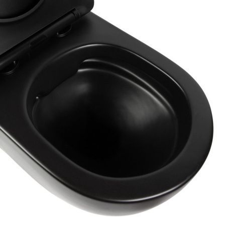 Унитаз подвесной Bond Oval F01-108 черный с сиденьем микролифт безободковый душевой смыв