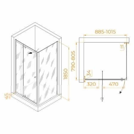Душевой уголок RGW Passage 41084498-014 90х80 стекло прозрачное профиль черный без поддона