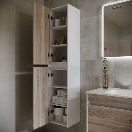 Шкаф-пенал Sancos Smart PSM35E 40х160 подвесной цвет бежевый/белый