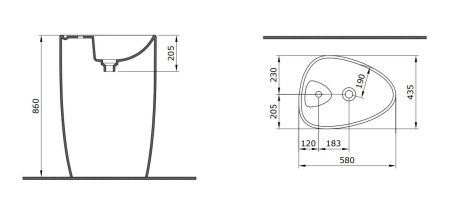 Раковина керамическая Allen Brau Infinity 4.21015.20 60х40 напольная цвет белый 1 отверстие под смеситель