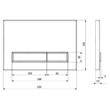 Клавиша смыва механическая KK POL M08 SPP/381/0/K цвет хром