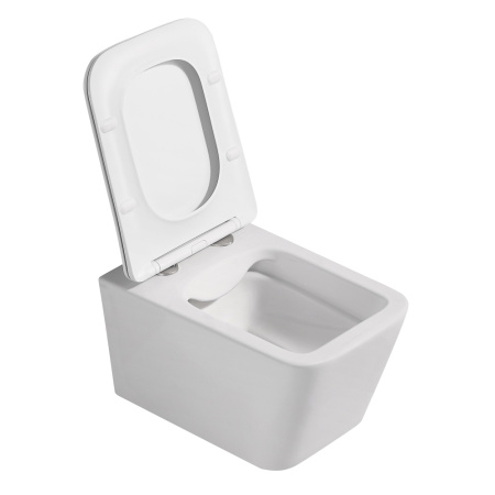 Унитаз подвесной Abber Rechteck AC1201MW белый матовый с сиденьем микролифт безободковый каскадный смыв