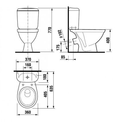 Унитаз-компакт напольный с бачком Jika Lyra 8242340002429 белый без сиденья каскадный смыв