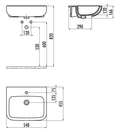 Раковина из сантехнического фарфора Creavit Ness NS055-00CB00E-0000 50х50 накладная цвет белый