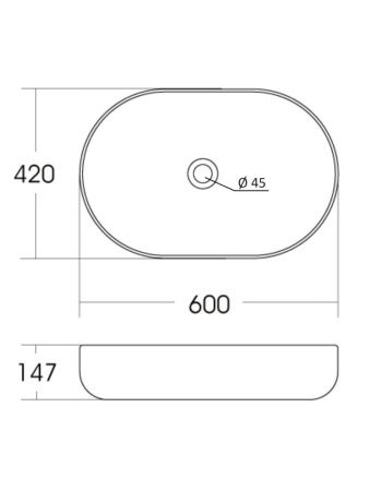 Раковина из сантехнического фарфора Orange B08-600W 60х40 накладная цвет белый