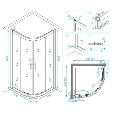 Душевой уголок RGW Hotel 03065199-11 90х90 стекло прозрачное профиль хром без поддона