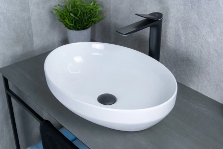 Раковина керамическая Gid Lago 51196 50х40 накладная цвет белый без отверстий под смеситель