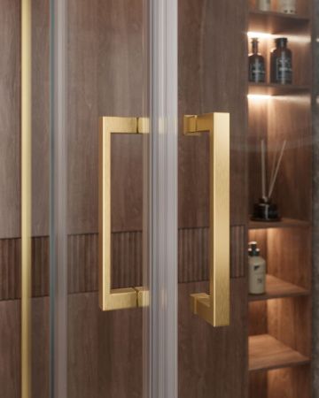 Душевой уголок Cezares MOLVENO MOLVENO-A-22-90+30-C-BORO-IV 120х120 стекло прозрачное профиль золото без поддона