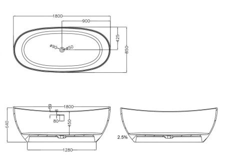Ванна из искусственного камня Abber Stein AS9615-1.8 180х85 отдельностоящая овальная с ножками