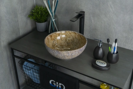 Раковина керамическая Gid Esfera 54437 30х30 накладная цвет многоцветный без отверстий под смеситель