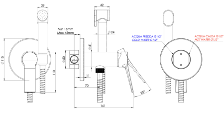 Гигиенический душ со смесителем Remer SL65WNO черный