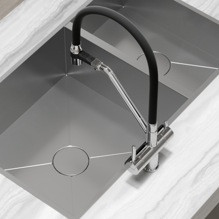 Смеситель для кухни Sancos Dora SC4003CH на мойку хром/черный без термостата