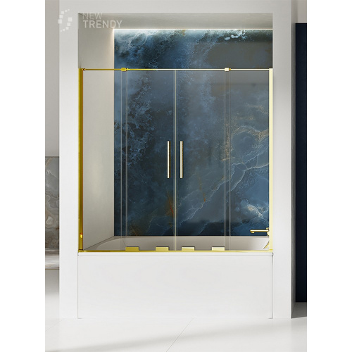 Душевая шторка на ванну New Trendy SMART Light gold EXK-4316 180х150 стекло прозрачное профиль золото глянцевое ориентация универсальная - фото 2