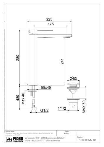 Смеситель Fiore Kube 100OZ8517 на столешницу золото матовое - фото 3