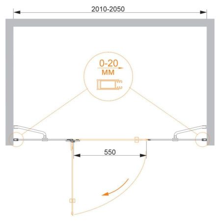 Душевая дверь Cezares BERGAMO BERGAMO-W-B-13-90+60/60-C-Cr-L 205х195 стекло прозрачное профиль хром