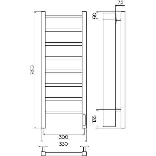 Полотенцесушитель Terminus 4670078553430 33х85 электрический хром - фото 3