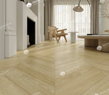 Кварцвиниловая плитка Alpine Floor Chervon Alpine LVT ECO 20-2 Дуб Ваниль Селект Chevron толщина 0.25 см 43 класс 555х127