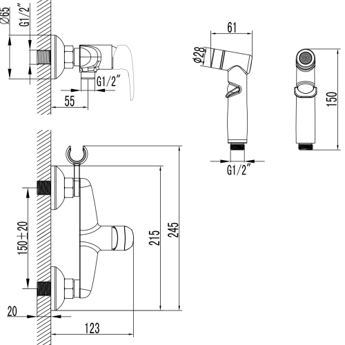 Гигиенический душ со смесителем LeMark Pramen LM3318BL черный - фото 2