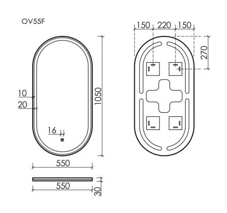 Зеркало с подсветкой Sancos Oval OV55F 60х90 подвесное