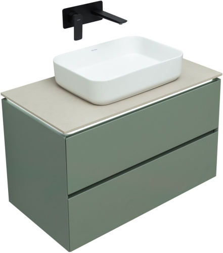 Тумба под раковину Allen Brau Infinity 1.21001.CGM 84х46х51 подвесная цвет зеленый/серый - фото 3