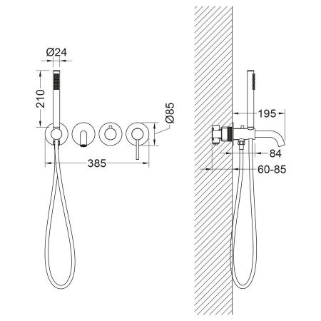 Смеситель для ванны и душа Timo Saona 2314/17YSM встраиваемый в стену золото
