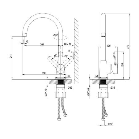 Смеситель для кухни LeMark Atlantiss LM3255C на мойку хром