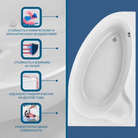 Ванна акриловая Santek Эдера 1WH501663 170х100 пристенная асимметричная без каркаса