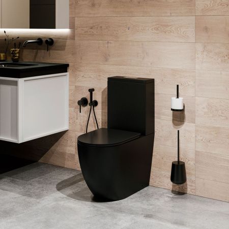 Унитаз напольный с бачком Grossman Торнадо GR-4494BMSQ черный с сиденьем микролифт безободковый смыв торнадо