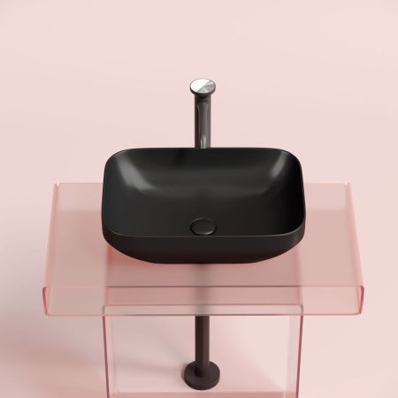 Раковина из сантехнического фарфора Ceramica Nova ELEMENT CN6055MB 50х40 накладная цвет черный без отверстий под смеситель