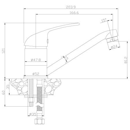 Смеситель для кухни Rossinka Y Y40-22 на мойку хром