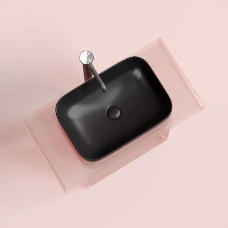 Раковина из сантехнического фарфора Ceramica Nova ELEMENT CN6055MB 50х40 накладная цвет черный без отверстий под смеситель