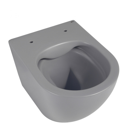 Унитаз подвесной Abber Bequem AC1101MG серый матовый с сиденьем микролифт безободковый каскадный смыв - фото 5