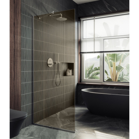 Душевая перегородка Maybah Glass MGD-1353-5у 99х195 стекло тонированное профиль хром матовый