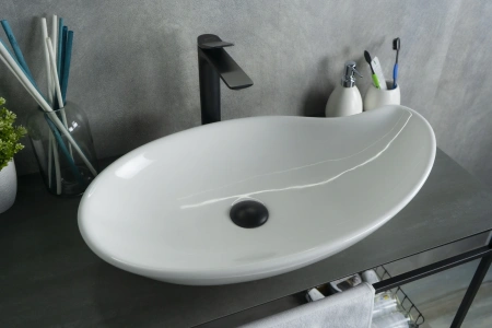 Раковина керамическая Gid Creativo 51116 70х40 накладная цвет белый без отверстий под смеситель