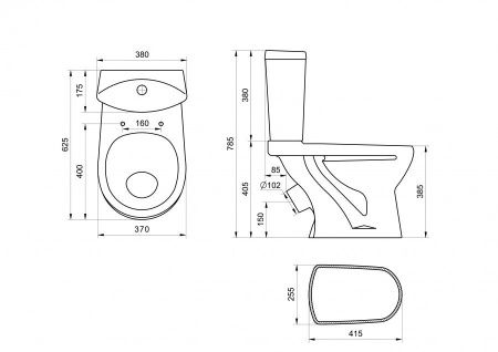 Унитаз-компакт напольный с бачком Santeri Ультра 1P4013S0100BF белый с сиденьем каскадный смыв