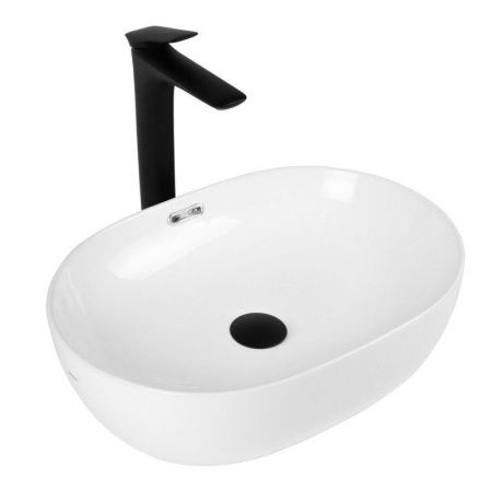 Раковина из сантехнического фарфора Bond Oval S65-490 50х40 накладная цвет белый без отверстий под смеситель