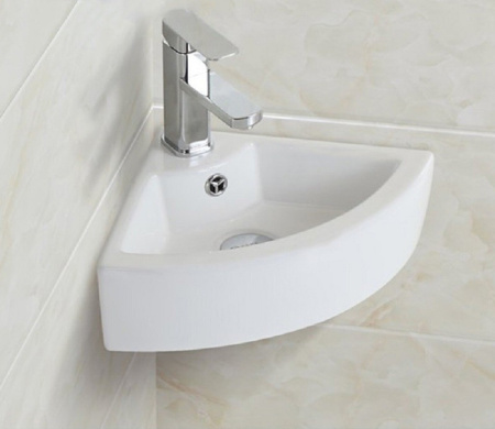 Раковина из санфаянса CeramaLux 9067B 33х33 подвесная цвет белый 1 отверстие под смеситель