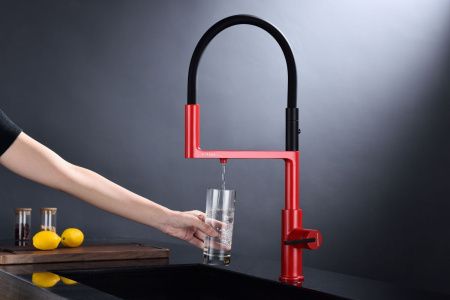 Смеситель для кухни Paulmark TORNADO To213402-FI на мойку черный/красный