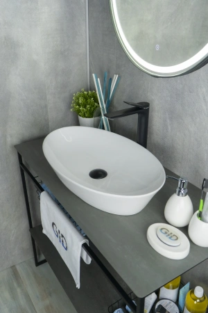 Раковина керамическая Gid Lago 51141 60х40 накладная цвет белый без отверстий под смеситель