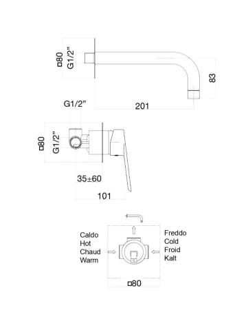 Смеситель для раковины Fiore Kevon 81NN7527 настенный черный