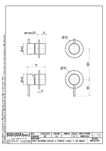 Смеситель Oioli Micro MIED123RO/C97 встраиваемый в стену оружейная сталь - фото 2