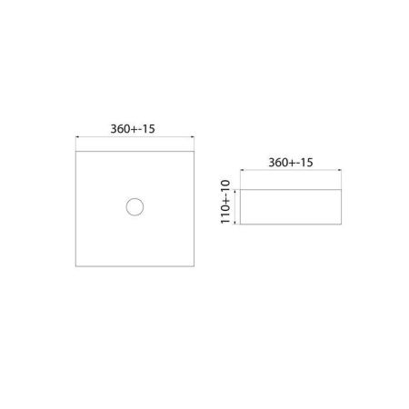Раковина керамическая Iddis Slide SLIBM01i27 40х40 накладная цвет черный без отверстий под смеситель