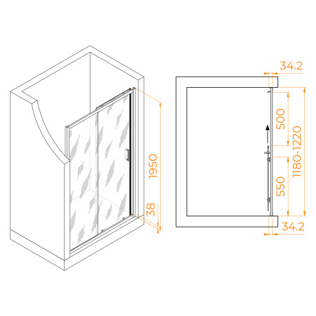 Душевая дверь RGW Passage 41081412-110 120х195 стекло прозрачное профиль сатин