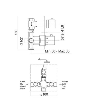 Смеситель для ванны и душа Fiore 31CR0990 встраиваемый в стену хром с термостатом