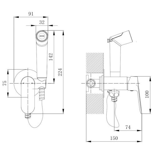 Гигиенический душ со смесителем Voda Shore SHR01B черный - фото 3