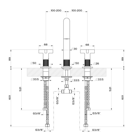 Смеситель Gessi Inciso 58114#149 на раковину никель