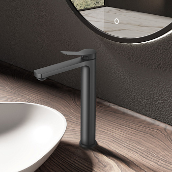 Смеситель Vincea Arco VBF-4AR02GM на столешницу вороненая сталь